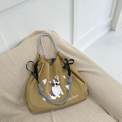 Plush Dog Embroidered Largr Capacity Shopping Bga