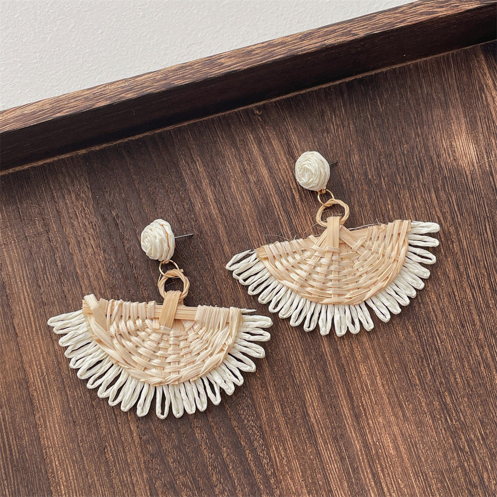 Vintage Handwoven Rattan Grass Earrings