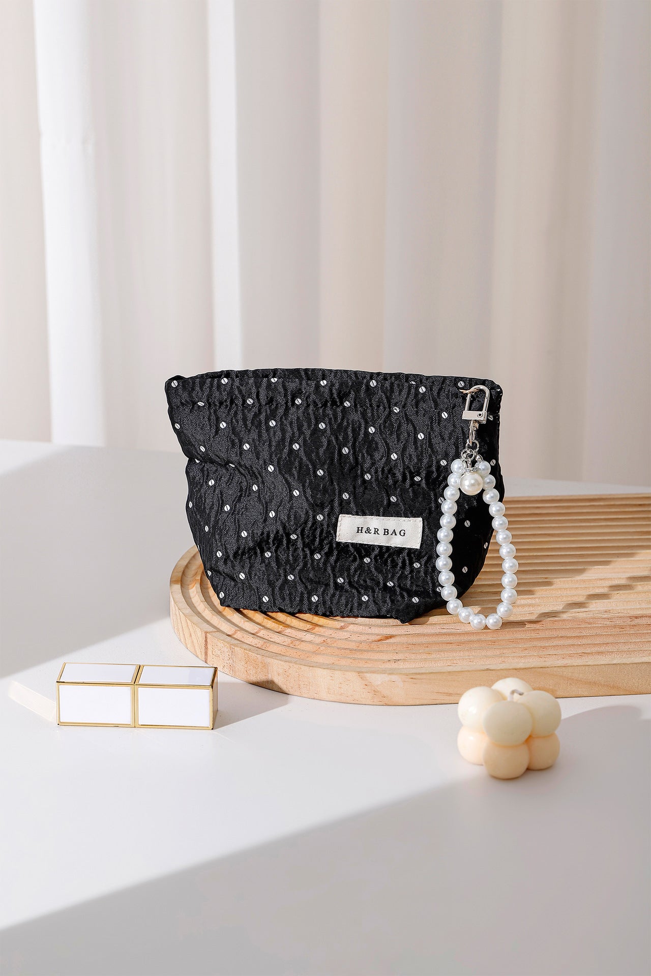 Polka Dot Color Block Simple Cosmetic Bag