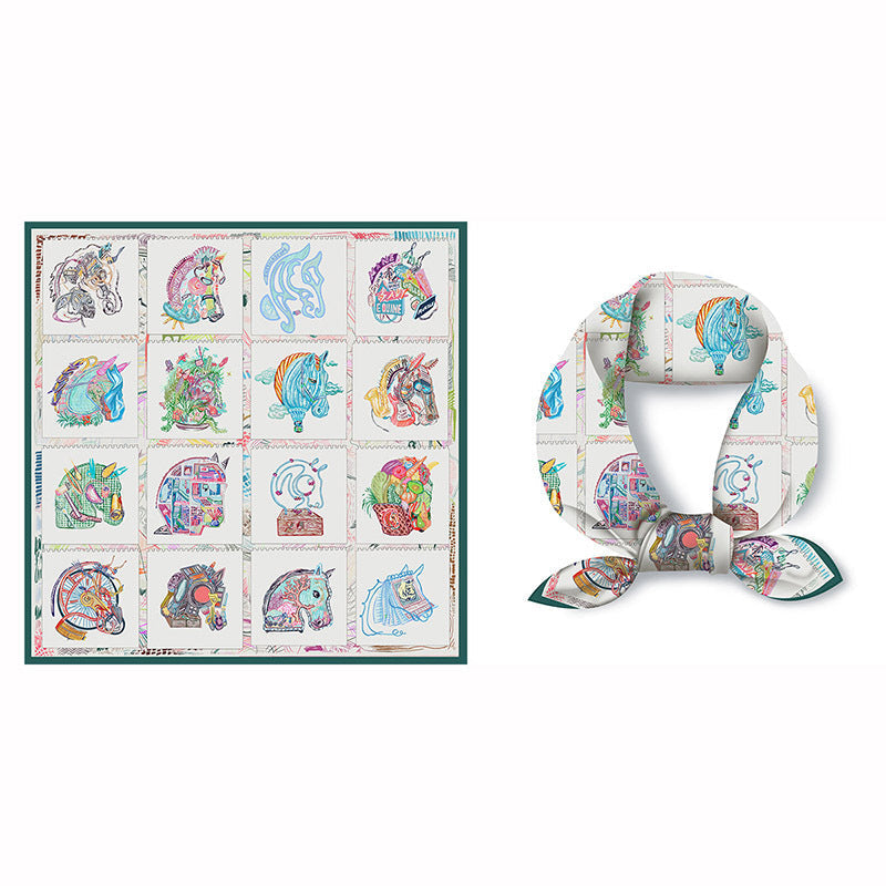 Splicing Colorful Art Print Square Satin Scarf
