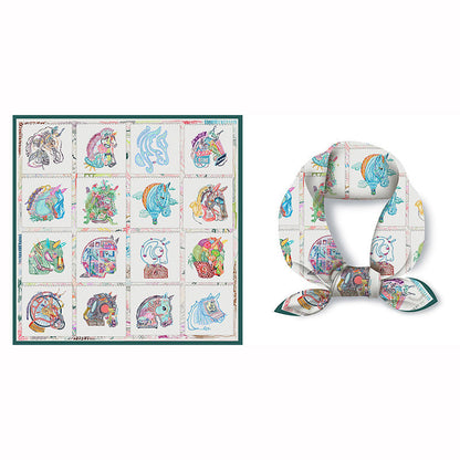 Splicing Colorful Art Print Square Satin Scarf