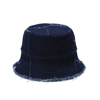 Vintage Irregular Splicing Denim Reversible Bucket Hat