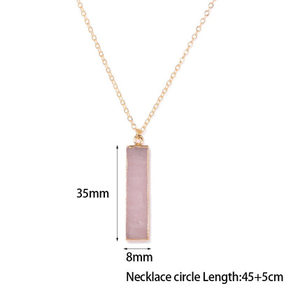 Irregiular Pink Crystal Pendant Simple Neckalces