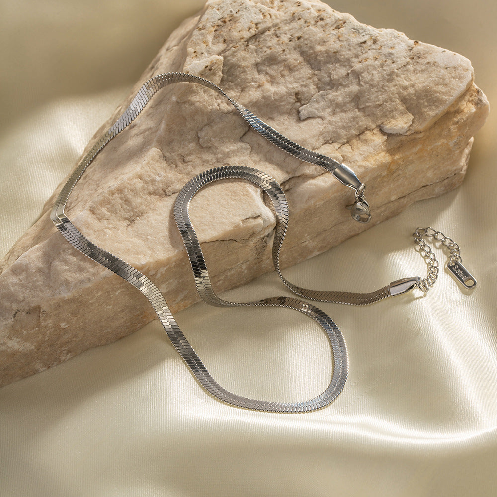 Herringbone Chain Flat Snake Chain Necklace