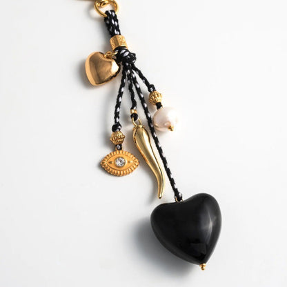Elegant Heart Pearl Keychain Bag Charm