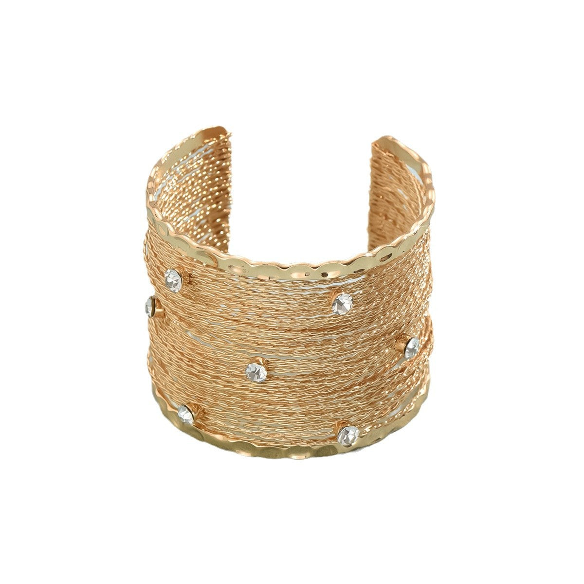 Sparkling Rhinestone Layered Mesh Open Bracelet