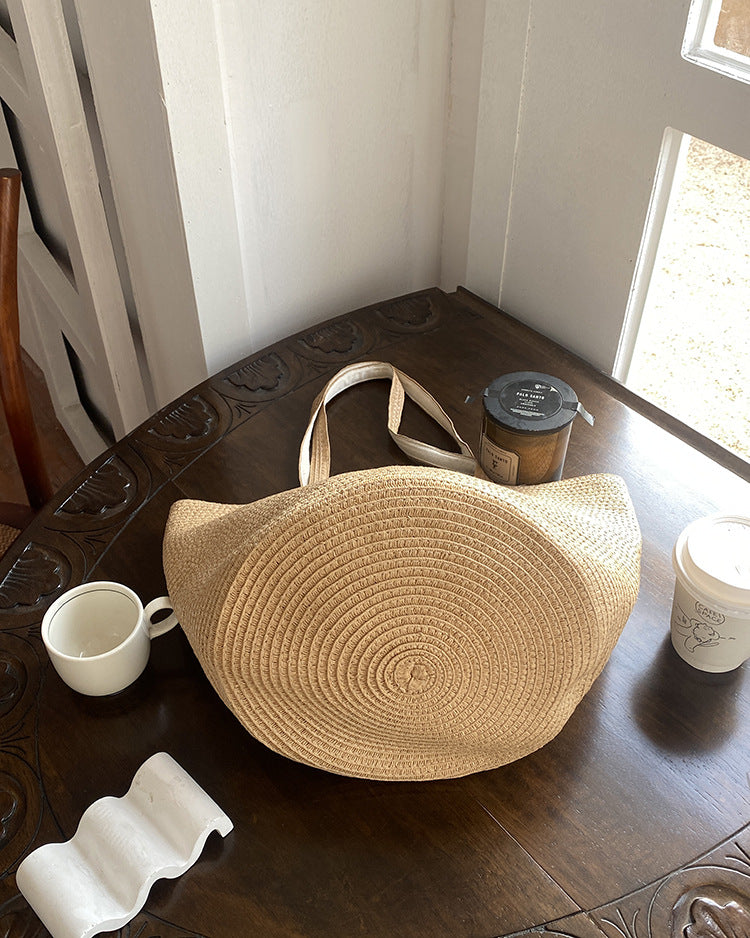 Cute Large Bucket Woven Bag