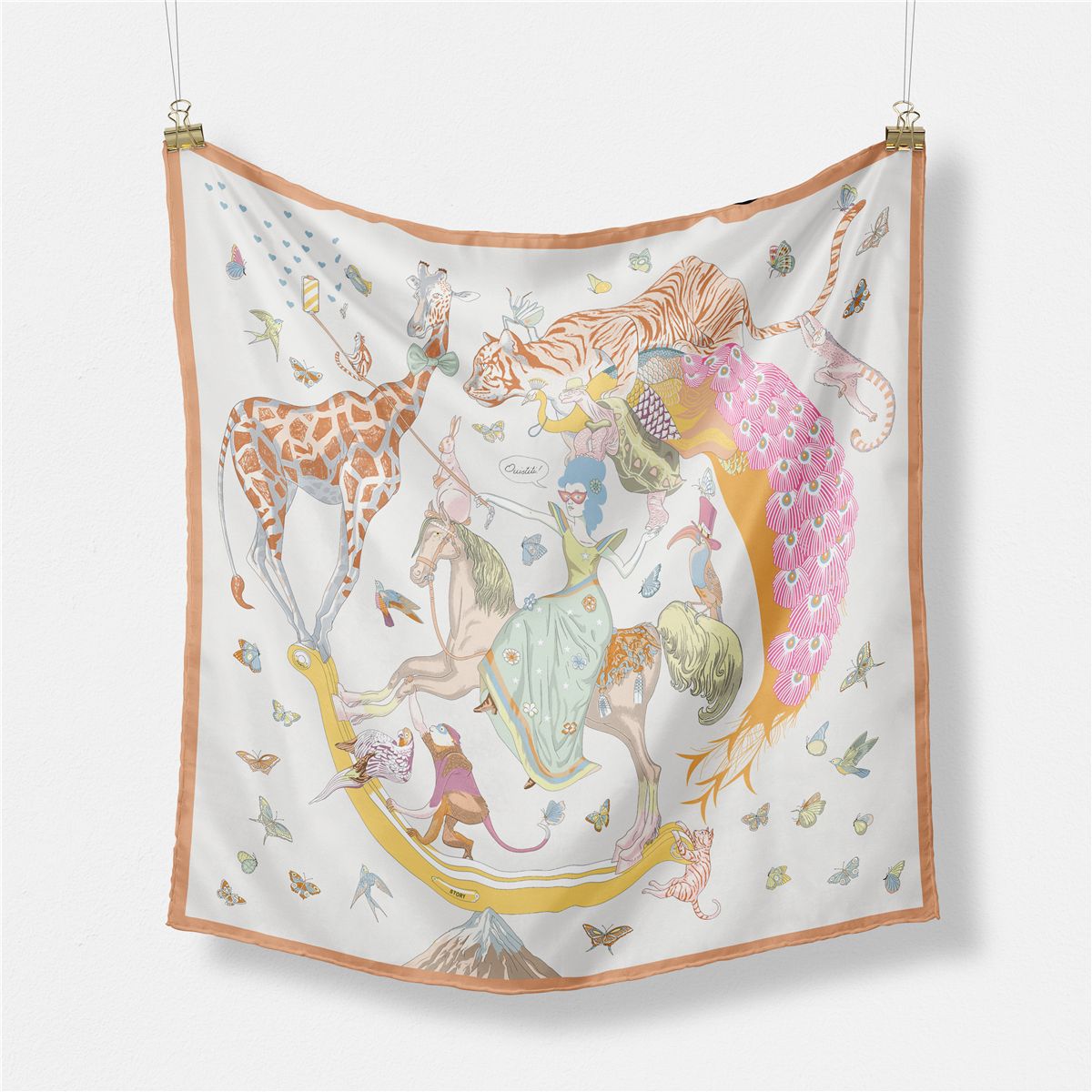 Colorful Animal Print Square Silk Scarf