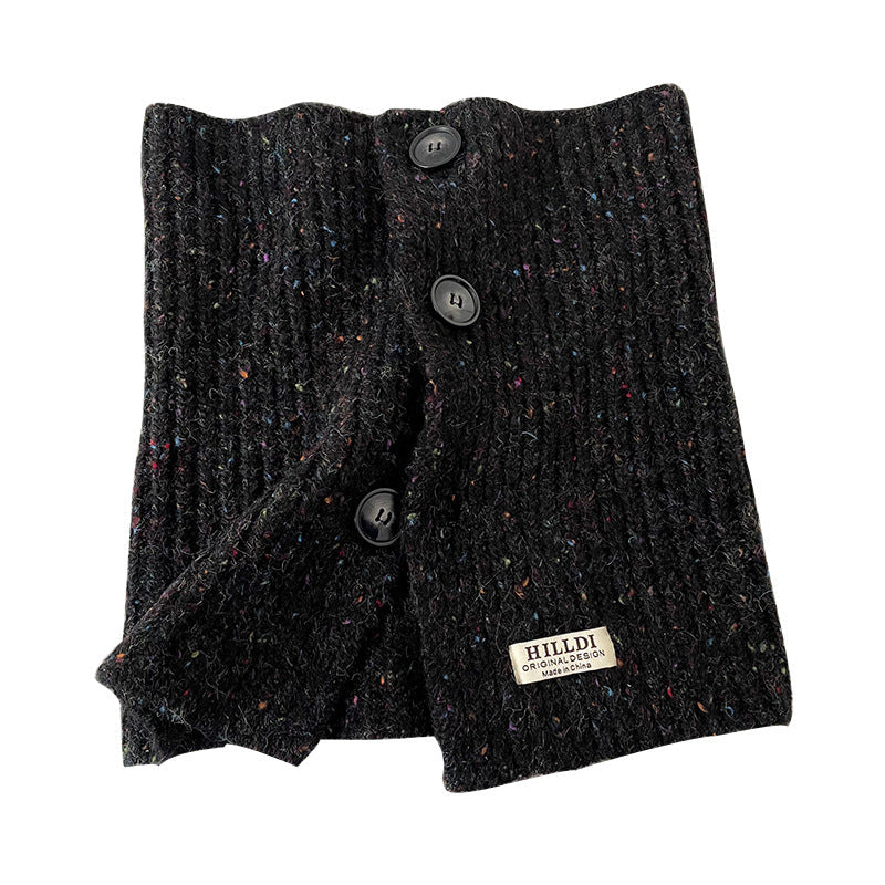 Solid Color Button Down High Collar Knit Scarve