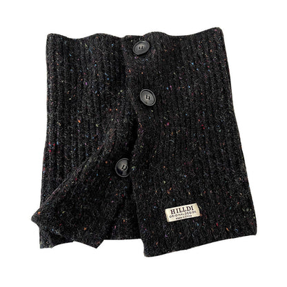 Solid Color Button Down High Collar Knit Scarve