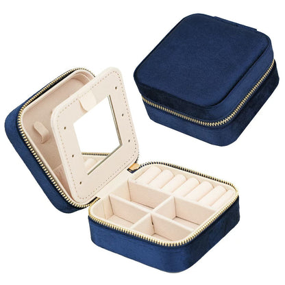 Plushed Simple Solid Color Zipper Jewelry Case
