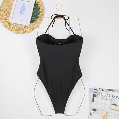 Solid Color Strapless One-Piece Swimsuit