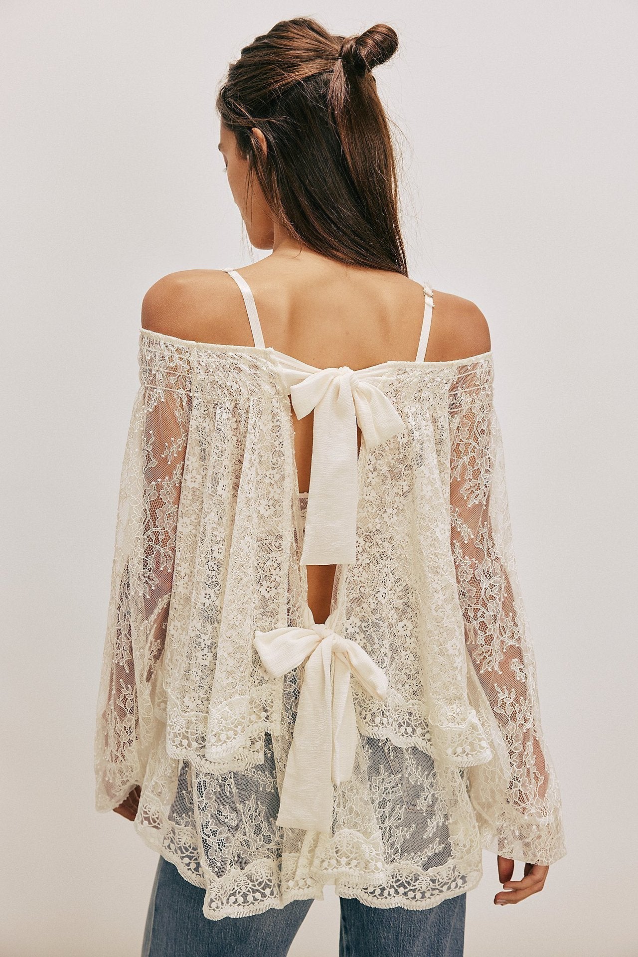Elagant Off-Shoulder Double-Layer Lace Top