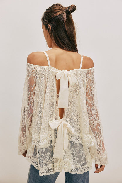 Elagant Off-Shoulder Double-Layer Lace Top