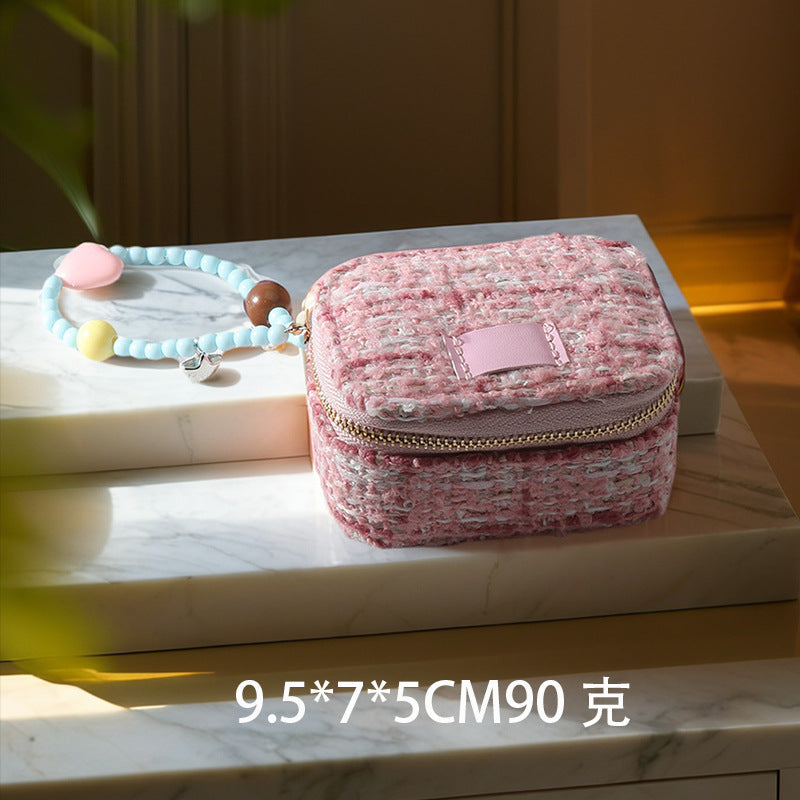 Sackcloth Travel Mini Jewelry Case With Pendant