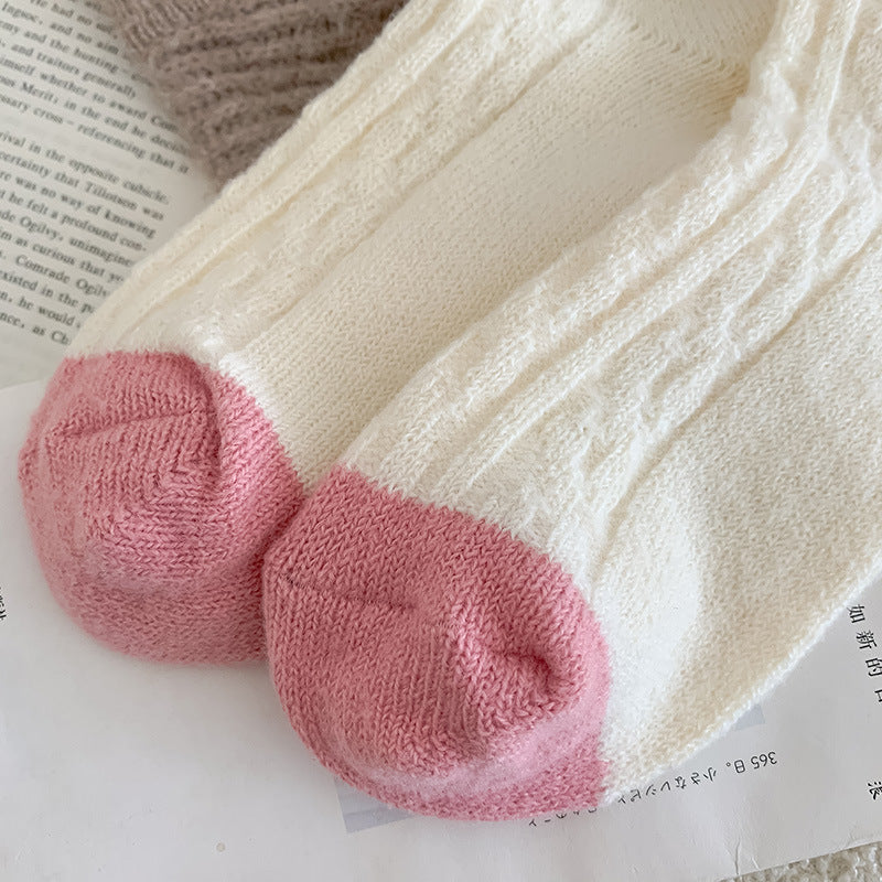 Color Block Twist Warm Thicken Socks