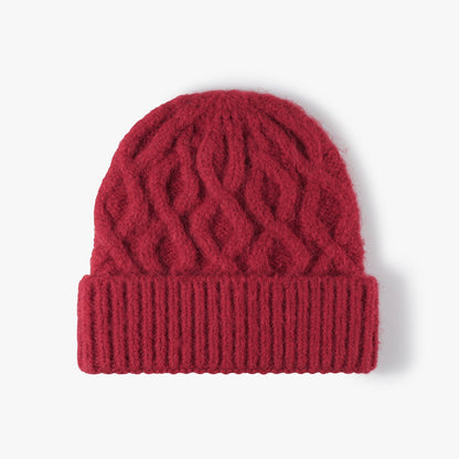 Twist Jacquard Knit Hat Solid Color Beanie