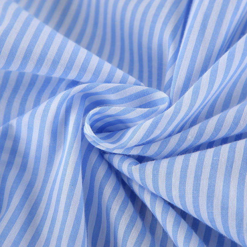 Striped Loose Shirt Shorts Loungewear Set