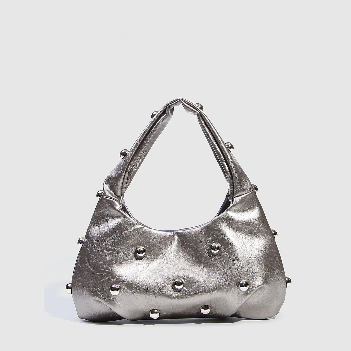 Fashion Studded Solid Color Dumpling Bag