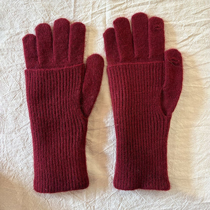 Convertible Wool Solid Color Warm Knit Gloves
