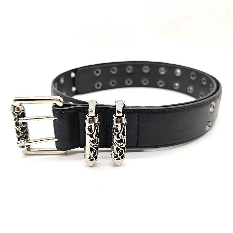 Punk Street Metal Leather Wide Belt