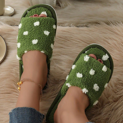 Cute Polka Dot Open Toe Soft Slippers