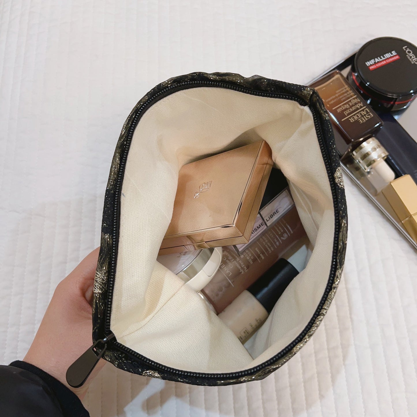 Aesthetic Golden Butterfly Makeup Bag