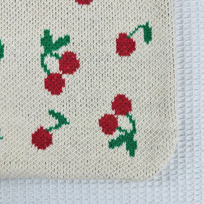 Cherry Print Cute Shoulder Bag Knit Tote Bag