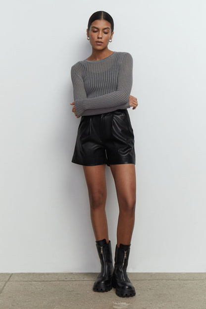 Round Neck See Through Knit Top