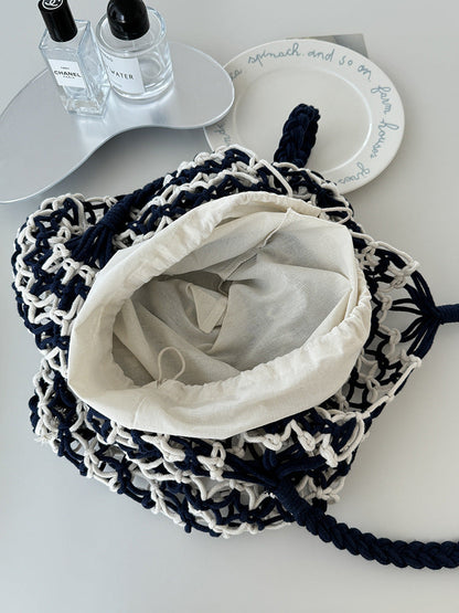 Hollow Out Color Block Shoulder Bag