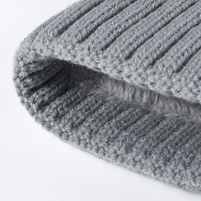 Solid Color Ribbed Knit Pom Beanie
