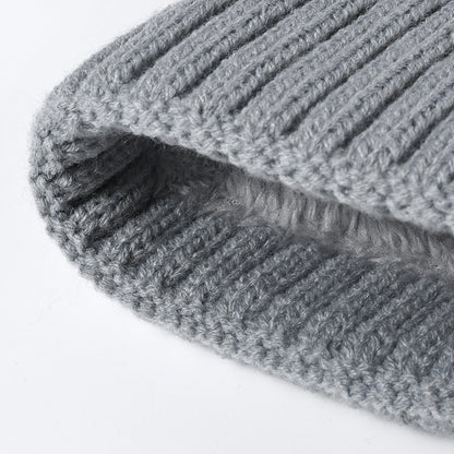 Solid Color Ribbed Knit Pom Beanie