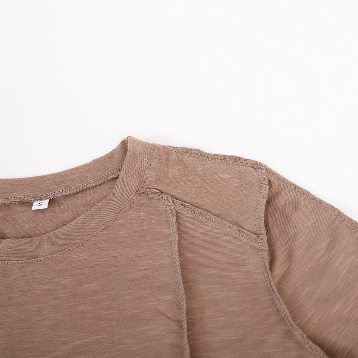 Patchwork Round Neck Simple Tops