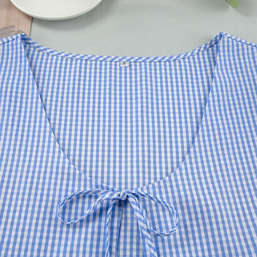 Plaid String Tie Homewear Sets