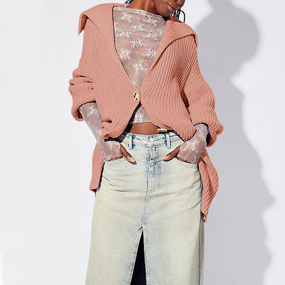Lapel Loose Button Sweater Cardigan