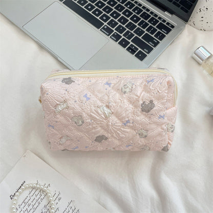 Cute Cartoon Print Flower Print Make Up Bag