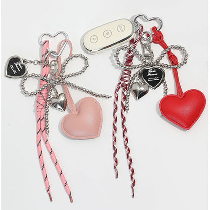 Trendy Leather Heart Braided Rope Bag Charm