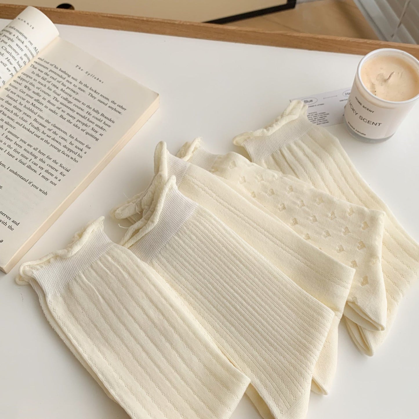 Hollow Mesh Summer Thin Striped Cotton Socks