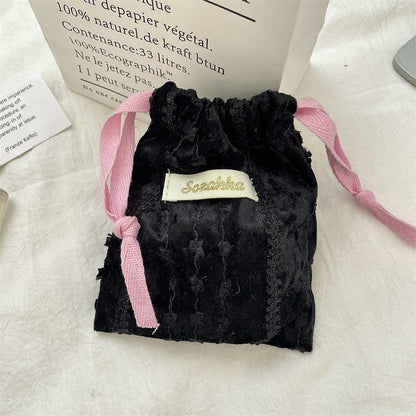 Simple Velvet Drawstring Mini Make Up Bag