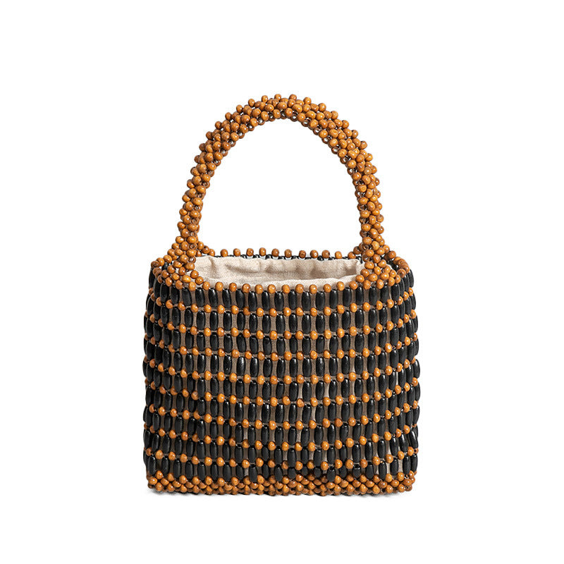 Handmade Wooden Bead Woven Handbags