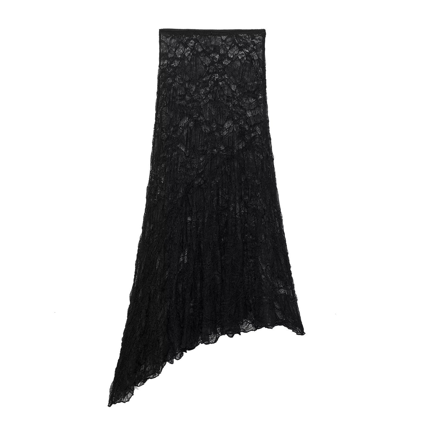 Trendy Solid Color Asymmetrical Lace Skirt