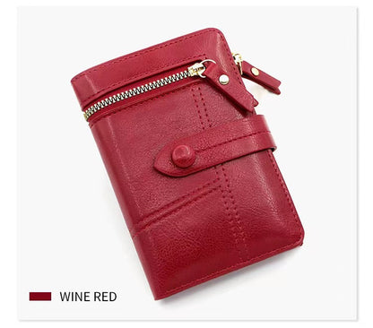 Simple Zip Leather Card Cases Wallets