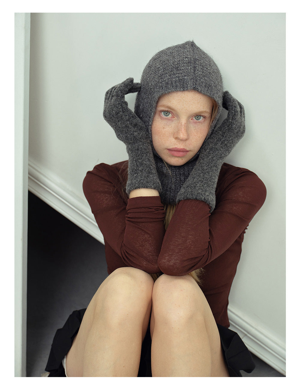 Solid Color Cute Plushed Knit Gloves