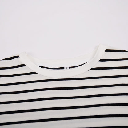Striped Color Block Simple Loose T-Shirt