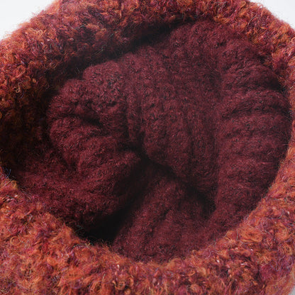 Spliced Color Knit Hat Paded Beanie