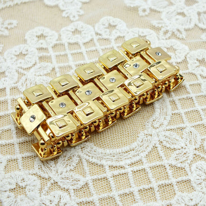 Retro Geometric Rhinestone Stretch Bracelet