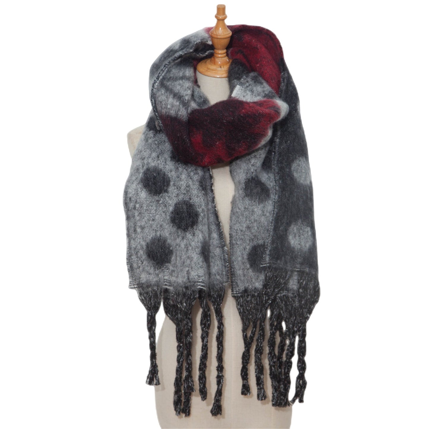Contrast Color Print Tassel Scarves