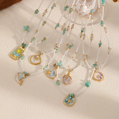 Elegant Enamel Gold Plated Pendant Necklace