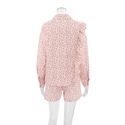 Leopard Print Flounce Homewear Sets