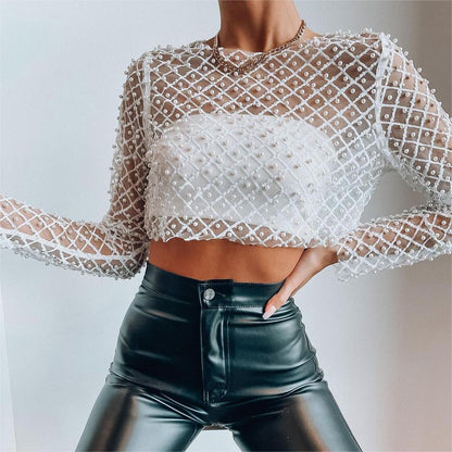 Pearl Sexy See Through Mesh Tops